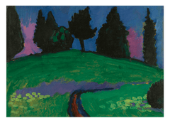 Alexej von Jawlensky - Dunkle Bäume über grünem Hang