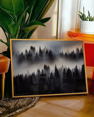 After Hover: Nebel im Wald - Tannen und Baumkronen von oben