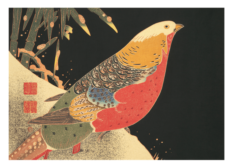 Itō Jakuchū - Fasanenvogel auf schwarzem Hintergrund