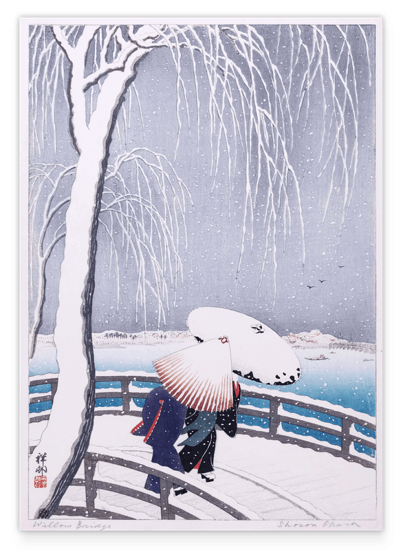 Ohara Koson - Winterspaziergang eines Paares