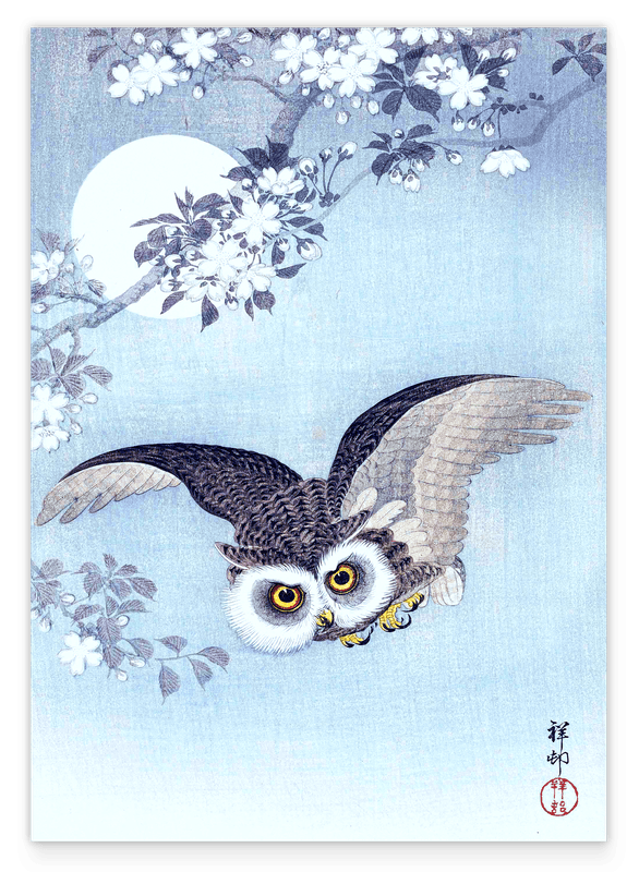 Ohara Koson - Eule bei Nacht