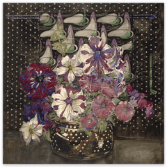 Charles Rennie Mackintosh - Blumen-Stillleben auf dunklem Hintergrund