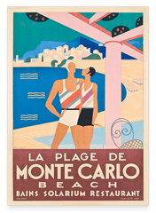 Pierre Fix-Masseau - Art Deco Werbeplakat - Strand in Monte Carlo