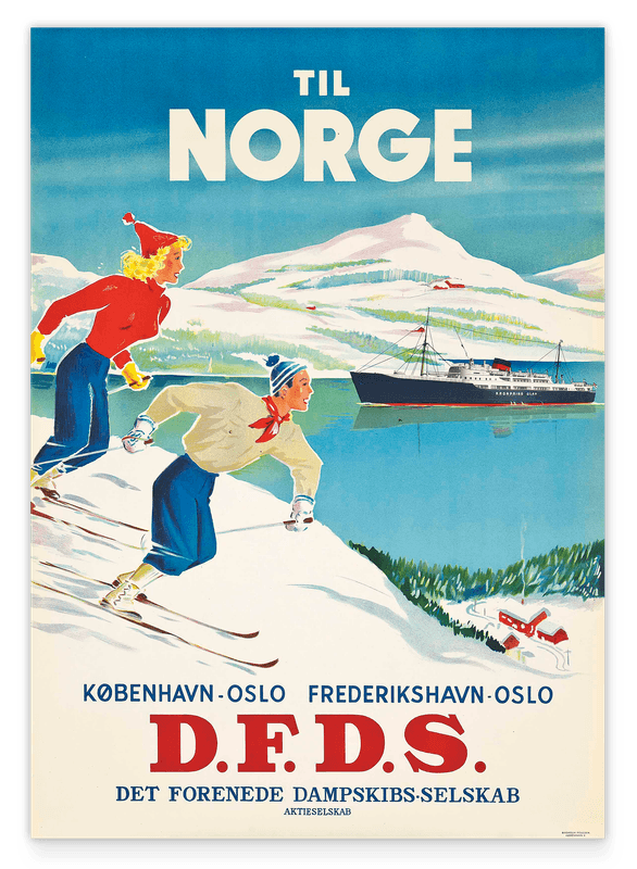 Pierre Fix-Masseau - Art Deco Werbeplakat - Wintersport in Skandinavien