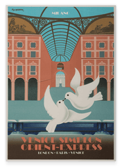 Pierre Fix-Masseau - Art Deco Werbeplakat - Tauben am Bahnhof