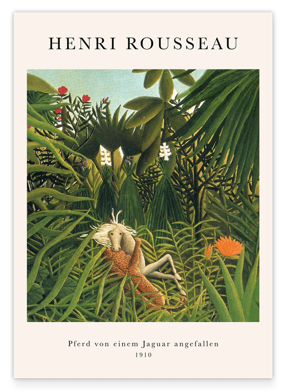 Henri Rousseau - Museum-Poster Pferd von einem Jaguar angefallen