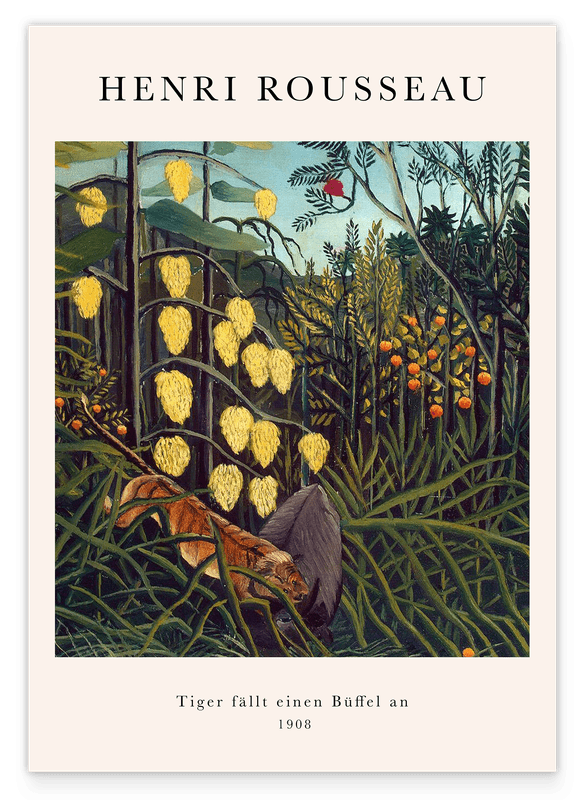 Henri Rousseau - Museum-Poster Tiger fällt einen Büffel an