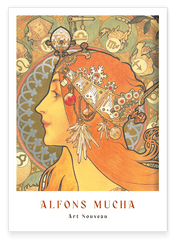 Alfons Mucha - Museum-Poster Frauenprofil mit Sternzeichen