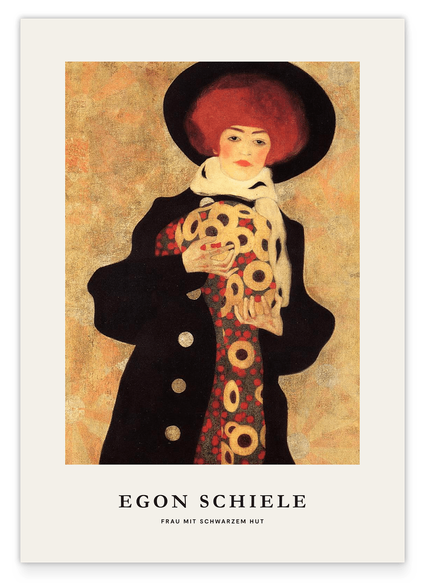 Egon Schiele - Museum-Poster I Frau mit schwarzem Hut