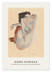 Egon Schiele - Museum-Poster I Duckender Akt in Schuhen und in schwarzen Strümpfen