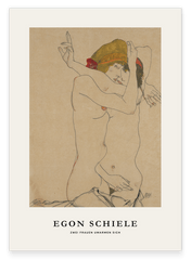 Egon Schiele - Museum-Poster I Zwei Frauen umarmen sich