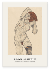 Egon Schiele - Museum-Poster I Stehender Akt in schwarzen Strümpfen