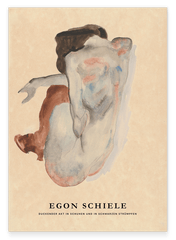 Egon Schiele - Museum-Poster II Duckender Akt in Schuhen und in schwarzen Strümpfen