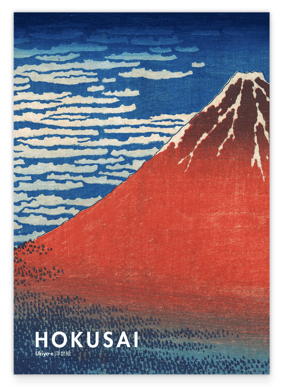 Katsushika Hokusai - Museum-Poster II Südwind, klarer Himmel (Gaifū kaisei)