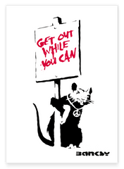 Banksy - Museum-Poster Get out while you can - Ratte mit Schild