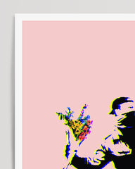 After Hover: Banksy - Museum-Poster Steinwerfer mit Blumen