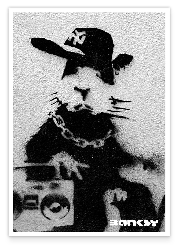 Banksy - Museum-Poster Hip Hop Ratte - Street-Art