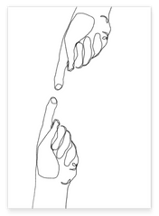 Minimalistische Zeichnung - Sich berührende Hände