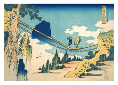 Katsushika Hokusai - Die Hängebrücke an der Grenze der Hida und Etchū Provinzen (Hietsu no sakai tsuribashi)