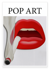 Rote Lippen mit Zigarette im Pop Art-Stil