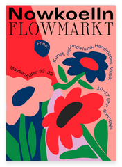 Flowmarkt Berlin Kultmotiv mit roten Blumen