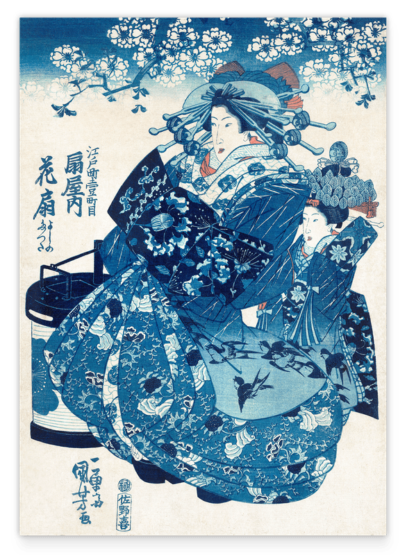 Utagawa Kuniyoshi - Ogiya Uchi Hanaogi in Blau