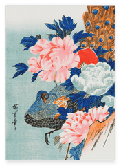 Utagawa Kuniyoshi - Japanischer Pfau mit Pfingstrosen