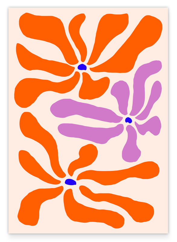 Retro Blumen Muster in Orange