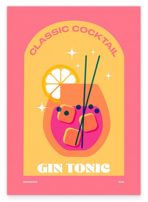 Gin Tonic mit Eiswürfeln - Cocktail in Pink
