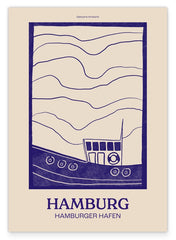 Hamburg, Ahoi! Maritime Hafen-Illustration