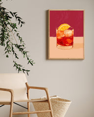 Negroni Cocktail Illustration mit Orangenscheibe