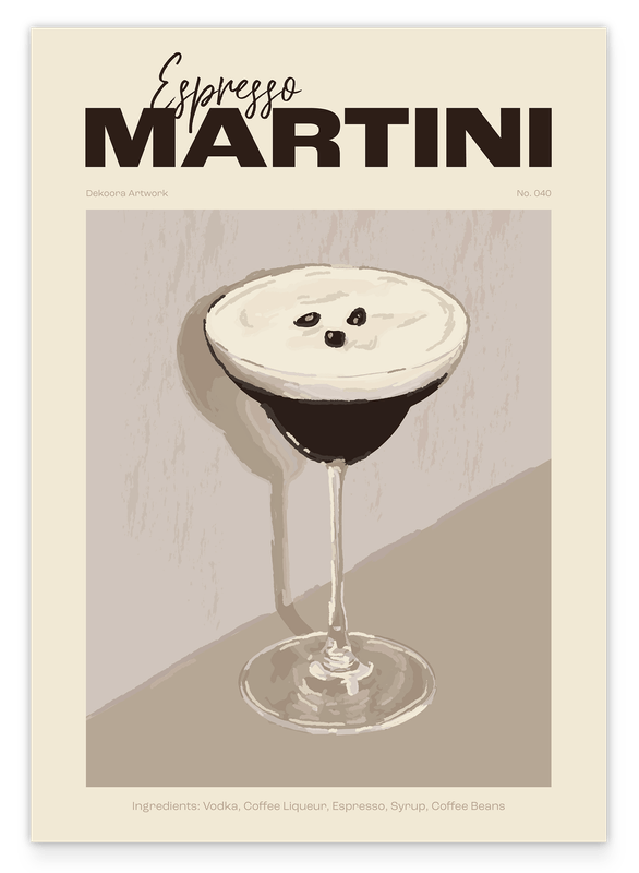 Espresso Martini - Cocktail Zeichnung mit Rezept