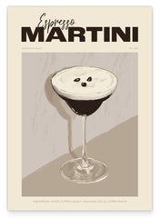 Espresso Martini - Cocktail Zeichnung mit Rezept