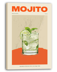 Mojito Cocktail Illustration mit Schriftzug und Zutaten