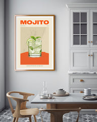 Mojito Cocktail Illustration mit Schriftzug und Zutaten