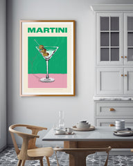 Martini Cocktail mit Oliven - Rezept mit Schriftzug