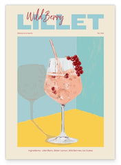 Wildberry Lillet - Cocktail im Glas mit Schriftzug