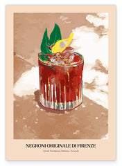 Negroni Originale di Firenze - Moderne Cocktail Illustration