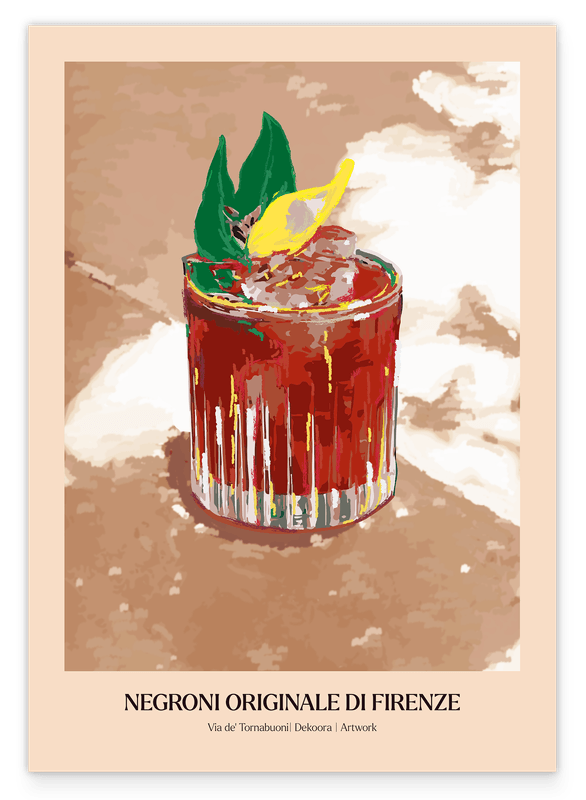 Negroni Originale di Firenze - Moderne Cocktail Illustration