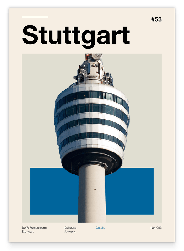 Stuttgart - Vintage Fotografie vom SWR Fernsehturm