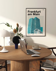After Hover: Frankfurt am Main mit Stadt-typischem Wolkenkratzer