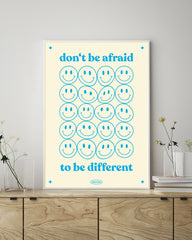 Don't be afraid to be different - Smiley Spruchbild