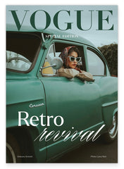 Vogue Retro Revival - Model im grünen Oldtimer