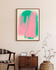 Abstrakter Bogen - Green meets pink texture