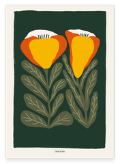 Flower Duo - Blumen Illustration in Gelb-Orange