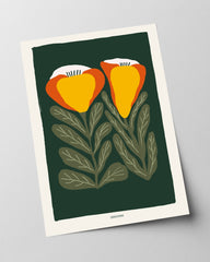 Flower Duo - Blumen Illustration in Gelb-Orange