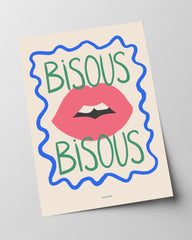 Bisous Bisous - Kussmund mit Spruch