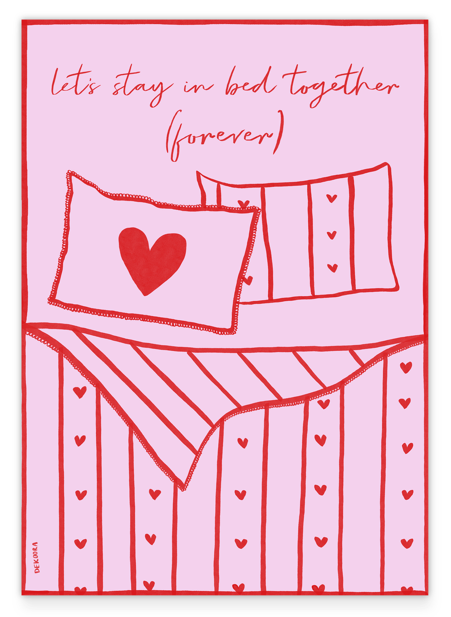 Let's Stay in Bed - Schlafzimmer llustration in Pink