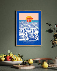 Amalfi Design - Blaue Sonnenschirme in Spiaggia Grande