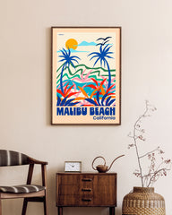 Malibu Beach California - Buntes Urlaubsbild mit Palmen